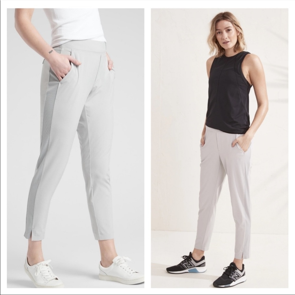 Athleta Brooklyn Ankle Trouser Activewear Pant Grey 12 Petite